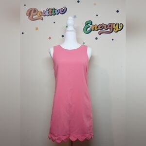 Monteau Pink Scallop Hem Sleeveless Dress - Size Small